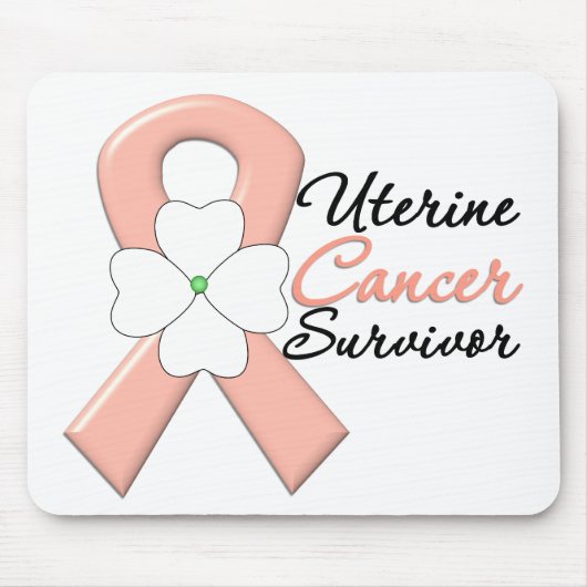 Uteriene kanker Survivor Flower Ribbon Muismat (Voorkant)