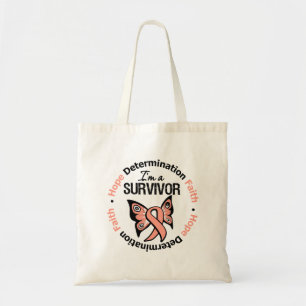 Uteriene kanker Survivor Hope Determination Faith Tote Bag
