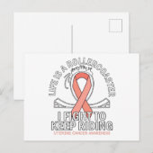 Uteriene kankerbewustwording perziklint briefkaart (Voorkant / Achterkant)