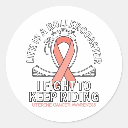 Uteriene kankerbewustwording perziklint ronde sticker (Voorkant)