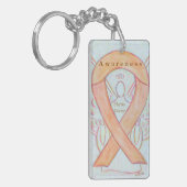 Uterine Cancer Angel Awareness Ribbon Sleutelhange Sleutelhanger (Voorkant Links)