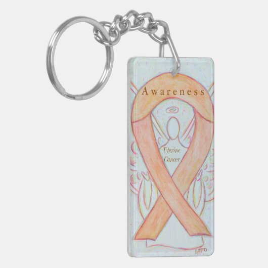 Uterine Cancer Angel Awareness Ribbon Sleutelhange Sleutelhanger (Voorkant Links)