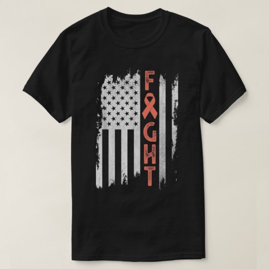 Uterine Cancer Awareness Peach Ribbon Endometrial T-shirt (Design voorkant)