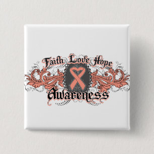Uterine Cancer Faith Love Hope Deco Heart Vierkante Button 5,1 Cm