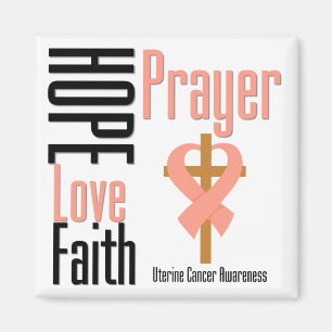 Uterine Cancer Hope Love Faith Prayer Cross Magneet