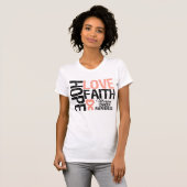 Uterine Cancer Hope Love Faith T-shirt (Voorkant volledig)