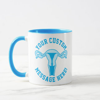Uterus Grafisch + de Mok van de Button van de Teks