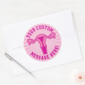 Uterus Graphic + aangepaste tekst Button Ronde Sticker (Envelop)