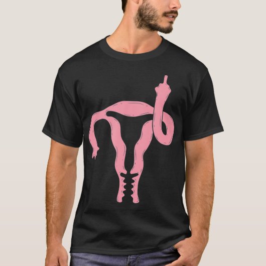 Uterus Show Midden-Vingerfeministisch feminisme Gi T-shirt (Voorkant)