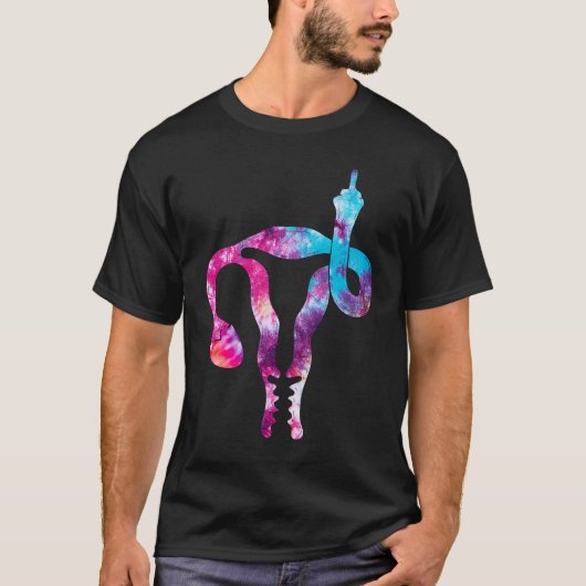 Uterus Show Midden-Vingerfeministisch Stropdas D T-shirt (Voorkant)