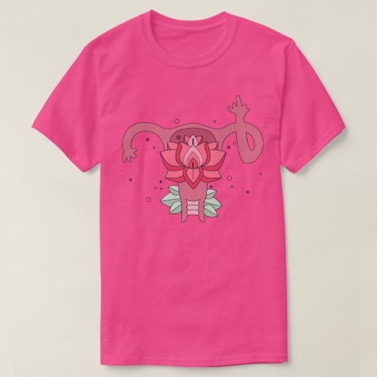 Uterus Shows Midden-vingerfeministisch feminisme60 T-shirt (Design voorkant)