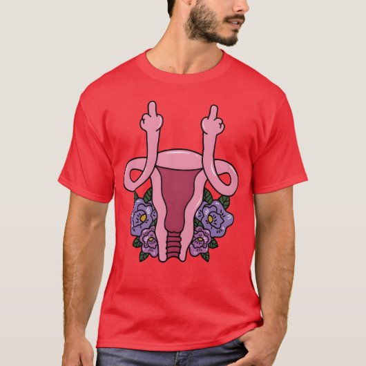 Uterus Shows Middle Finger Feminist Feminism Gift T-shirt (Voorkant)