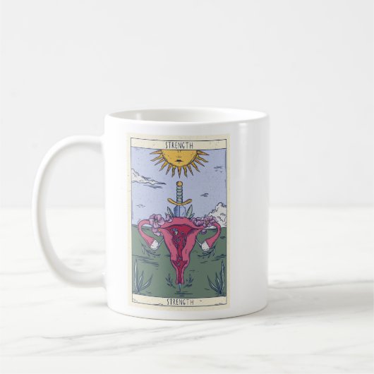 Uterus Strength Tarot Kaart Design Koffiemok (Links)