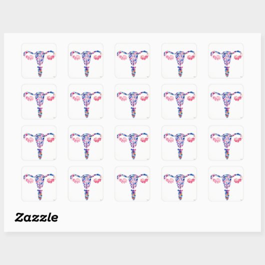 Uterus Vierkante Sticker (Vel)