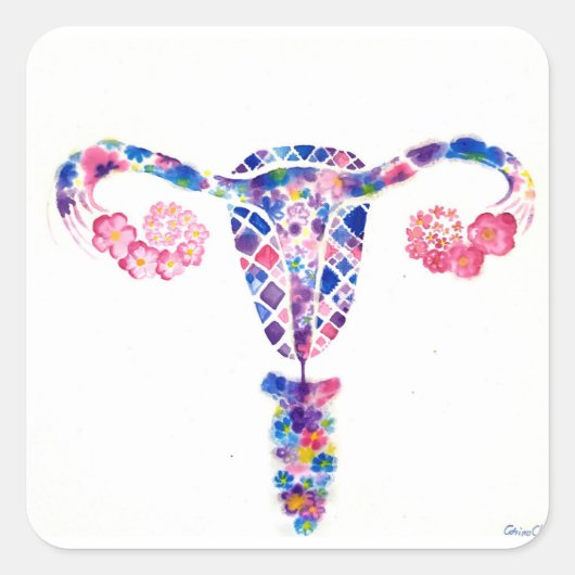Uterus Vierkante Sticker (Voorkant)