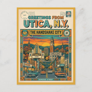 Utica NY “The Handshake City” Retro jaren 20 Briefkaart