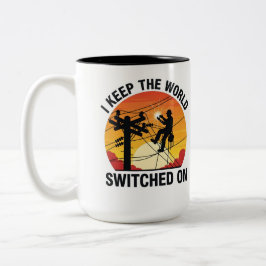 Utility Worker Gift Switched On Electrical Lineman Tweekleurige Koffiemok