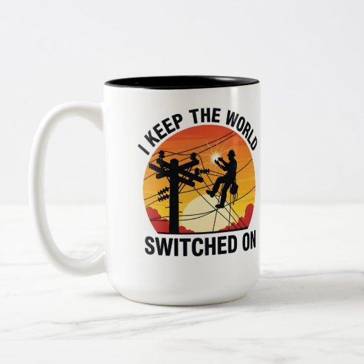 Utility Worker Gift Switched On Electrical Lineman Tweekleurige Koffiemok (Links)