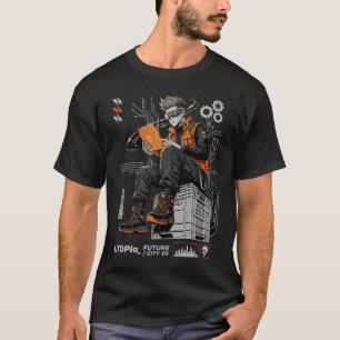 Utopia Toekomst Stad Cyberpunk Kennis Zoeker Kunst T-shirt