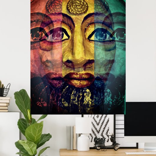 Utopian Psychedelic Egyptian Portrait Poster (Thuiskantoor)
