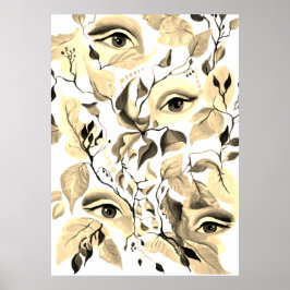 Utopian Sepia Surreal Eyes Design Poster