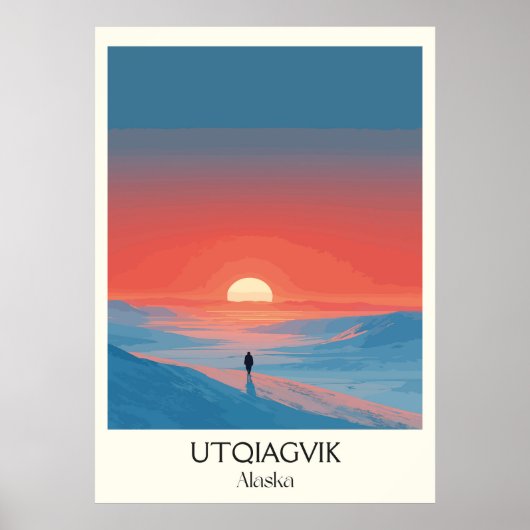 Utqiagvik Alaska Arctic Sunset Landscape Poster (Voorkant)
