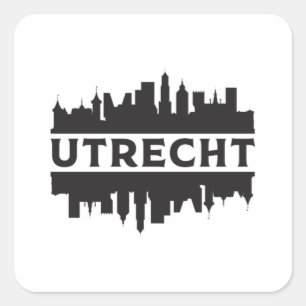 Utrecht City Cityscape Skyline Reizen Grappig cade Vierkante Sticker