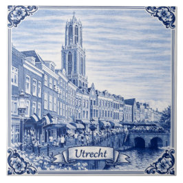 Utrecht Delft Blue style ceramic tile Tegeltje