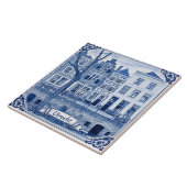 Utrecht grachtenpanden Delfts Blauw stijl keramisc Tegeltje (Zijkant)