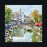 Utrecht-kanaal, koelkast-magneet van Velvet Escape Magneet<br><div class="desc">Fridge magnet met een foto van het Oudegracht kanaal in Utrecht, Nederland. Afbeelding van Velvet Escape.</div>
