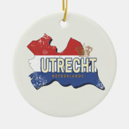 Utrecht Nederland Kaart Nederlands  Souvenir Keramisch Ornament