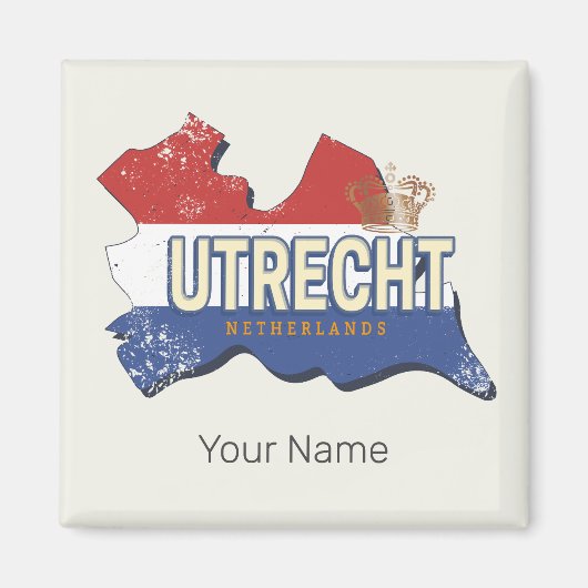 Utrecht Nederland Kaart Nederlands Souvenir Magneet (Voorkant)