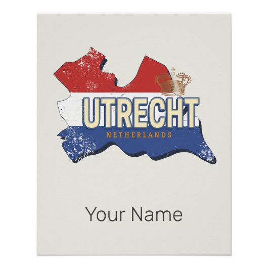 Utrecht Nederland Kaart Nederlands  Souvenir Perfect Poster (Voorkant)