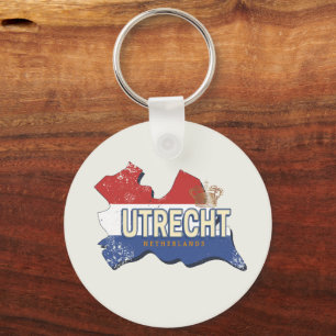 Utrecht Nederland Kaart Nederlands  Souvenir Sleutelhanger