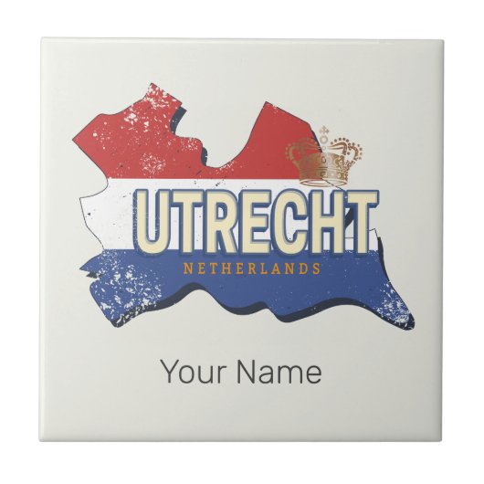 Utrecht Nederland Kaart Nederlands  Souvenir Tegeltje (Voorkant)