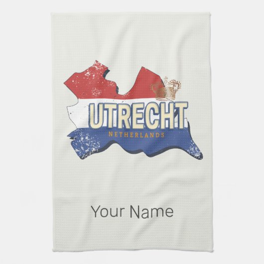 Utrecht Nederland Kaart Nederlands  Souvenir Theedoek (Verticaal)