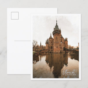 Utrecht Nederland Kleurpotlood Stadslandschap Briefkaart
