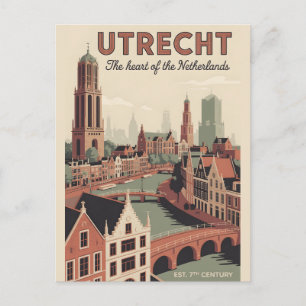 Utrecht Nederland Retro Silhouette Stadsgezicht Re Briefkaart
