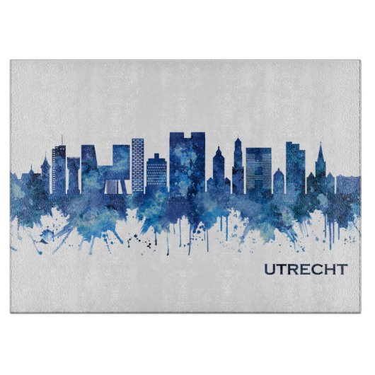 Utrecht Nederland Skyline Blue Snijplank (Voorkant)