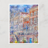 Utrecht Nederland vintage reizen waterverf Briefkaart (Voorkant)