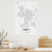 Utrecht, Nederland (zwart op wit) Poster (Keuken)
