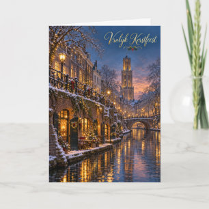 Utrecht Oudegracht Prettig Kerstfeest Feestdagen Kaart