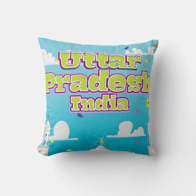 Uttar Pradesh Indiase reisposter. Kussen (Voorkant)