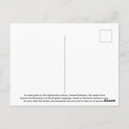 Uttoxeter Dr. Johnson Memorial Briefkaart (Achterkant)