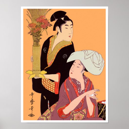 Utumaro Rice Balls & Flowers Poster (Voorkant)