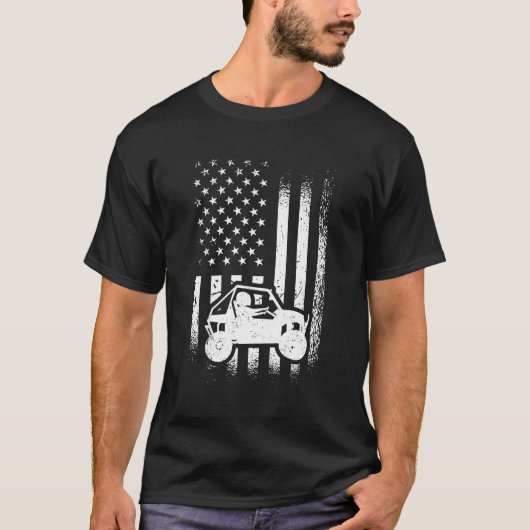 UTV Driver Amerikaanse vlag UTV SXS naast elkaar T-shirt (Voorkant)