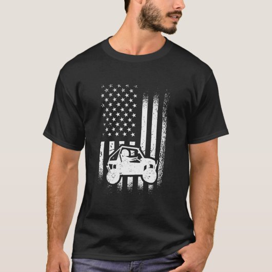 UTV Driver Amerikaanse vlag UTV SXS naast elkaar T-shirt (Voorkant)