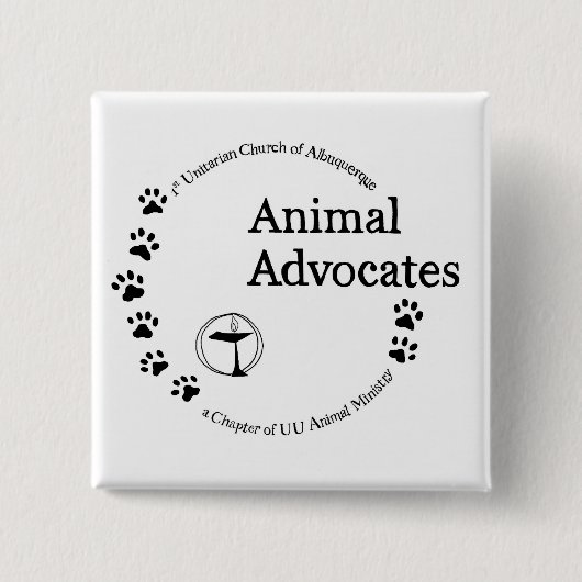 UU Animal Advocates Logo Vierkante Button 5,1 Cm (Voorkant)