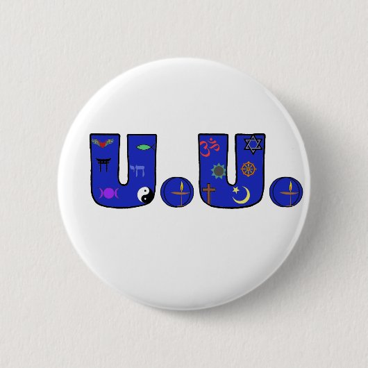 UU Blue Religous Symbols Bag Ronde Button 5,7 Cm (Voorkant)