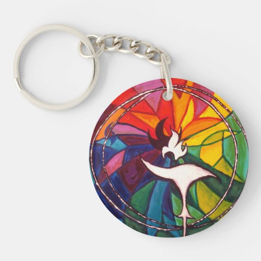 UU Chalice Round Sleutelhanger Unitarian Universal (Voorkant)